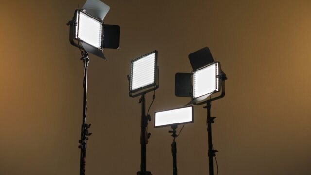 black and white lamp with tripod